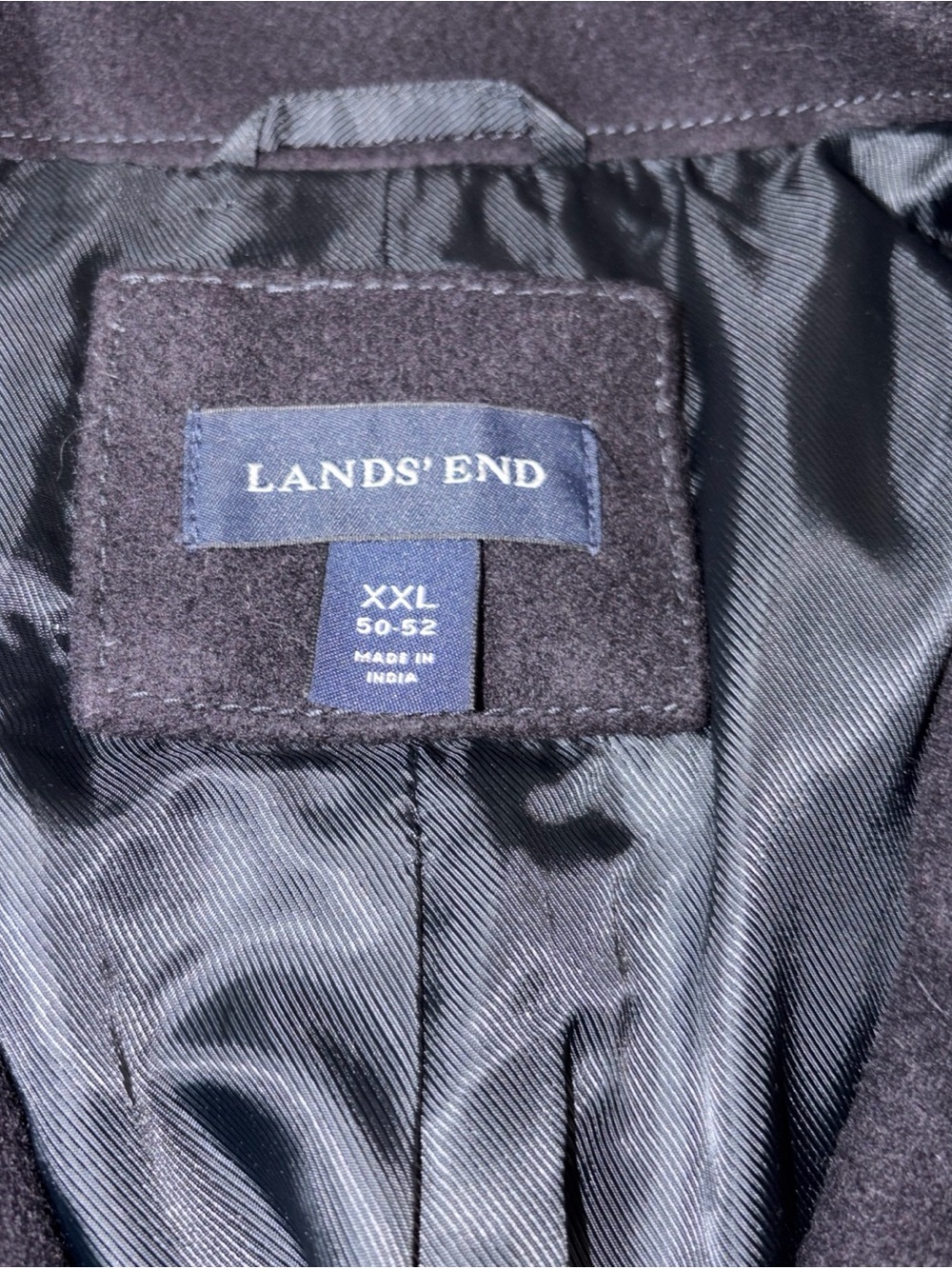 Lands End Men’s Navy Blue Wool Blend Peacoat Jacket Size XXL Double Breasted - Picture 2 of 9